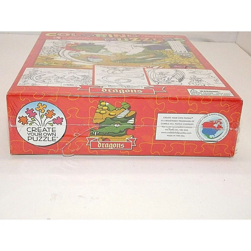 Coloring Puzzles DRAGONS Three 24 Piece Puzzles to Assemble & Color New Sealed